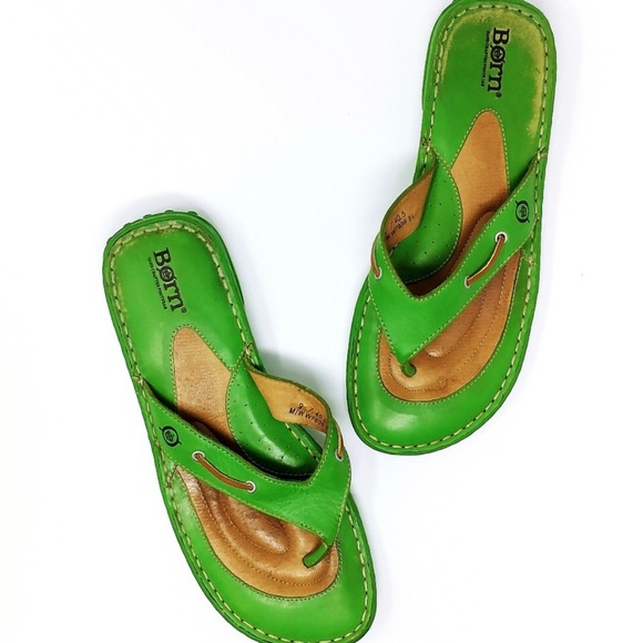 Born Shoes Size 9mw Green Leather Born Sandals Poshmark